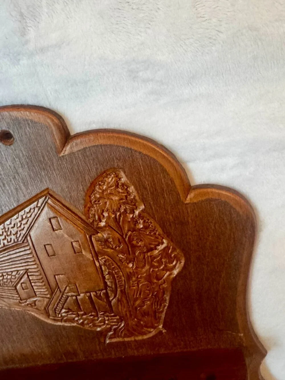 1960s Wood Souvenir Spoon Rack Grist Mill Motif Wall Mount Holds 16 Spoons Vtg